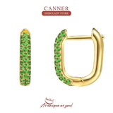 Geometric Square Green Red Zircon Earrings Y2K Earrings For Women