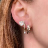 925 Sterling Silver Water Drop Zirconia Hoop Earrings