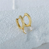925 Sterling Silver Water Drop Zirconia Hoop Earrings