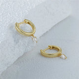 925 Sterling Silver Water Drop Zirconia Hoop Earrings