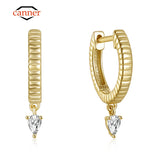 925 Sterling Silver Water Drop Zirconia Hoop Earrings