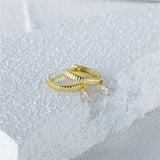 925 Sterling Silver Water Drop Zirconia Hoop Earrings