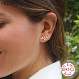 925 Sterling Silver Leaf Stud Earrings for Women Girls