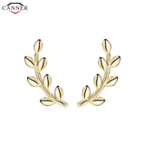 925 Sterling Silver Leaf Stud Earrings for Women Girls