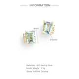 Green CZ 925 Silver Stud Earrings for Women