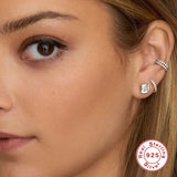 Green CZ 925 Silver Stud Earrings for Women