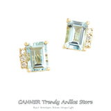 Green CZ 925 Silver Stud Earrings for Women