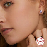 Green CZ 925 Silver Stud Earrings for Women