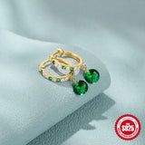 Emerald Eardrop Silver 925 Zircon Earrings Wedding Party Anniversary
