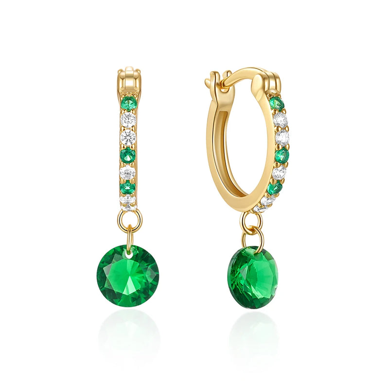 Emerald Eardrop Silver 925 Zircon Earrings Wedding Party Anniversary