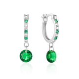 Emerald Eardrop Silver 925 Zircon Earrings Wedding Party Anniversary
