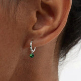 Emerald Eardrop Silver 925 Zircon Earrings Wedding Party Anniversary