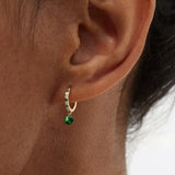 Emerald Eardrop Silver 925 Zircon Earrings Wedding Party Anniversary
