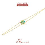 Green Gem Bracelet 925 Sterling Silver Charm Chain Round Pendente Bracelet