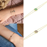 Green Gem Bracelet 925 Sterling Silver Charm Chain Round Pendente Bracelet