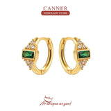 Green Red Gem Earrings Silver 925 Hoop Earrings 18K Huggie Wed