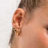 Green Red Gem Earrings Silver 925 Hoop Earrings 18K Huggie Wed