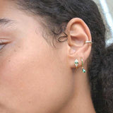 Green Red Gem Earrings Silver 925 Hoop Earrings 18K Huggie Wed