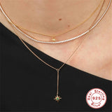 Green Stone Star Pendant Necklace 925 Sterling Silver Jewelry Choker Collar