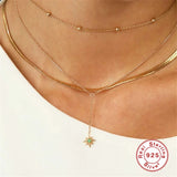Green Stone Star Pendant Necklace 925 Sterling Silver Jewelry Choker Collar