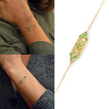 Green Zircon Bracelet Silver 925 Charm Chain Horse Eye Pendente