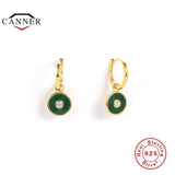 Green Zircon Crystal 925 Sterling Silver Earrings for Women Ear Stud