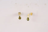Green Zircon Star Water Drop Earrings 925 Sterling Silver Piercing Earrings