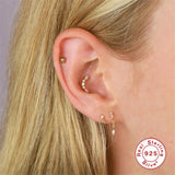 Green Zircon Tassel Earrings 925 Sterling Silver Piercing Stud Earrings