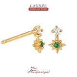 Green Zircon Tassel Earrings 925 Sterling Silver Piercing Stud Earrings