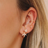 Hexagonal Zircon Earrings Silver 925 Water Droplets Piercing Wedding Aretes