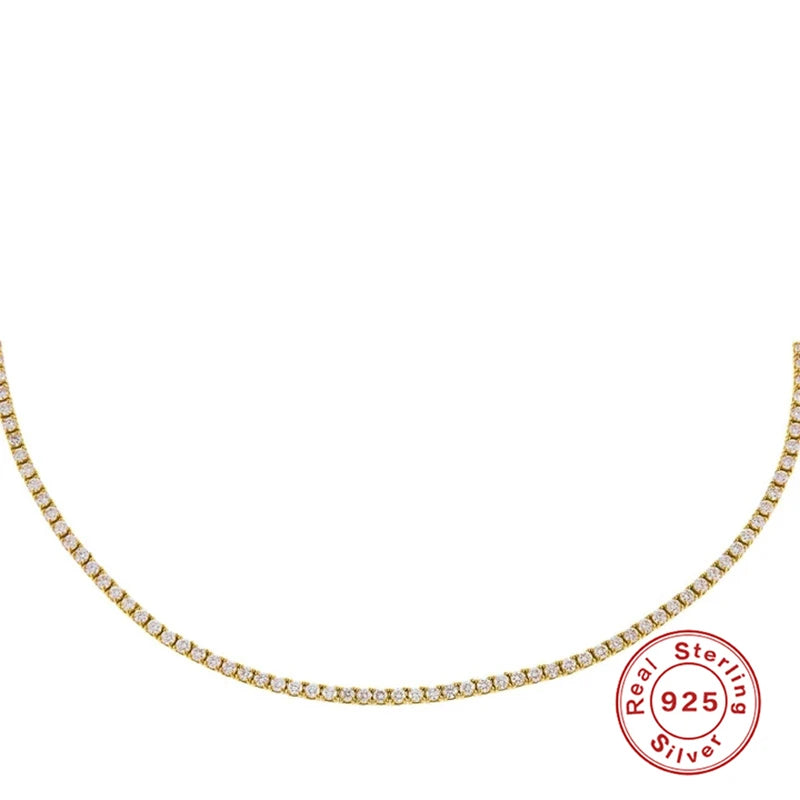 Hip Hop 2.0mm CZ Tennis Ball 925 Silver Necklace