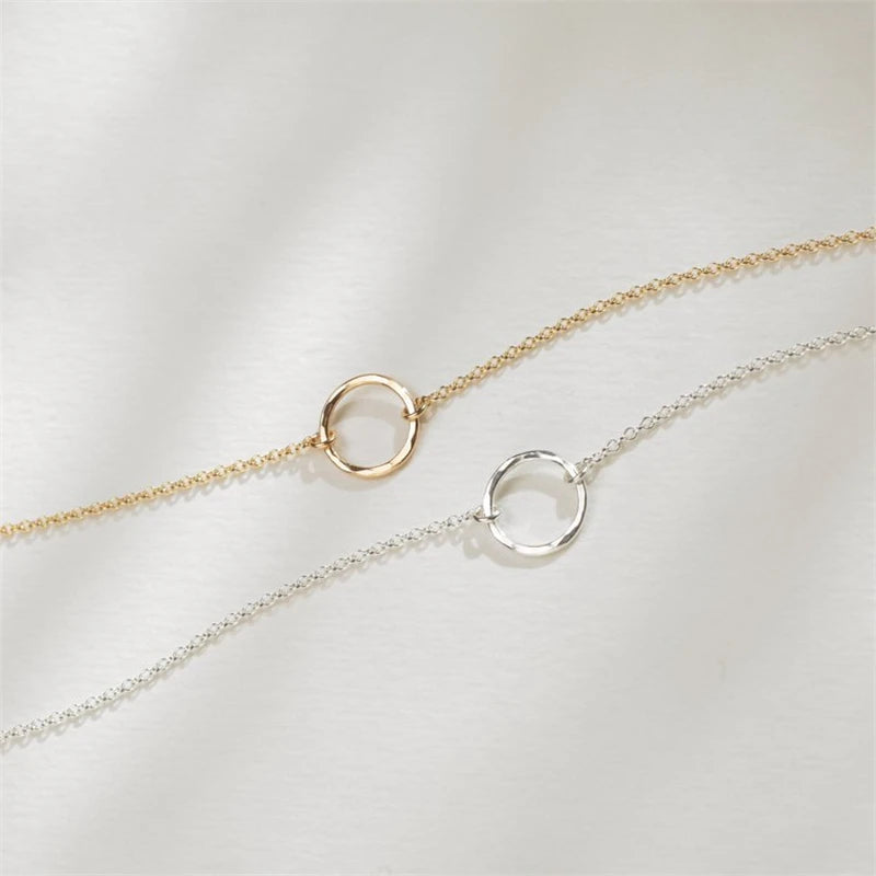 925 Sterling Silver Hollow Circle Necklace Women Choker
