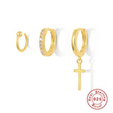 Real 925 Sterling Silver Hoop Earrings Set for Women Female