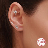 Horse Eye Zircon Thread Earrings 925 Sterling Silver Piercing Stud Earring