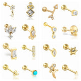 Horse Eye Zircon Thread Earrings 925 Sterling Silver Piercing Stud Earring