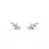 Horse Eye Zircon Stud Earrings 925 Silver Plating for Women Piercing Jewelry