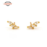 Horse Eye Zircon Stud Earrings 925 Silver Plating for Women Piercing Jewelry