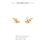 Horse Eye Zircon Stud Earrings 925 Silver Plating for Women Piercing Jewelry