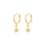 925 Silver CZ Dangle Drop Earrings Women Piercing Huggie Jewelry