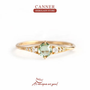 Emerald 925 Sterling Silver Rings Natural Zircon 18K Fine Jewelry