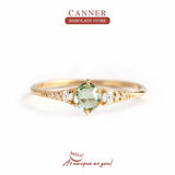 Emerald 925 Sterling Silver Rings Natural Zircon 18K Fine Jewelry