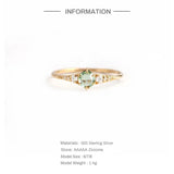 Emerald 925 Sterling Silver Rings Natural Zircon 18K Fine Jewelry