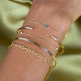 Emerald Bracelet 925 Sterling Silver Minimalist Wedding Chain Jewelry
