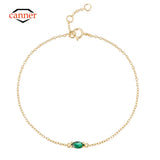 Emerald Bracelet 925 Sterling Silver Minimalist Wedding Chain Jewelry