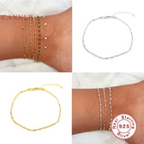 925 Silver Round Bead Anklet Bracelet Women Foot Jewelry