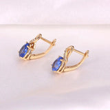 Sapphire Silver 925 Stud Earrings 585 Rose Zircon Fine Jewelry