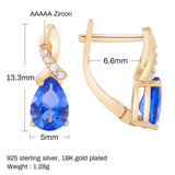 Sapphire Silver 925 Stud Earrings 585 Rose Zircon Fine Jewelry
