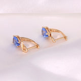 Sapphire Silver 925 Stud Earrings 585 Rose Zircon Fine Jewelry
