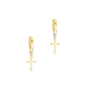 925 Silver Jesus Cross Drop Earrings 18K Wedding Party