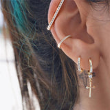 925 Silver Jesus Cross Drop Earrings 18K Wedding Party